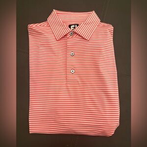 FootJoy Golf Polo Men’s M Coral and White striped shirt